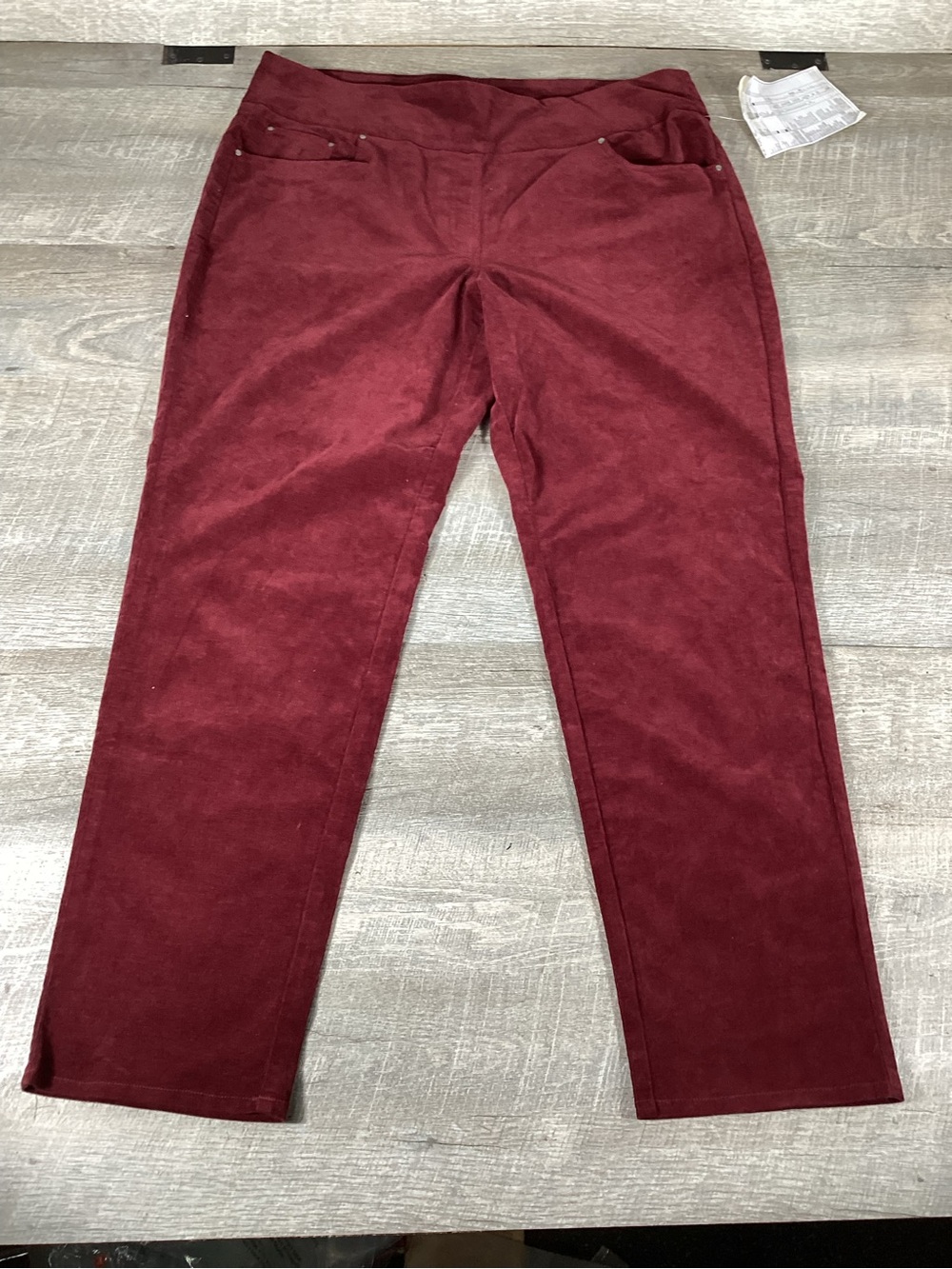 Ruby Rd Woman Burgundy Corduroy Pants Size 18W Stretch Straight Leg